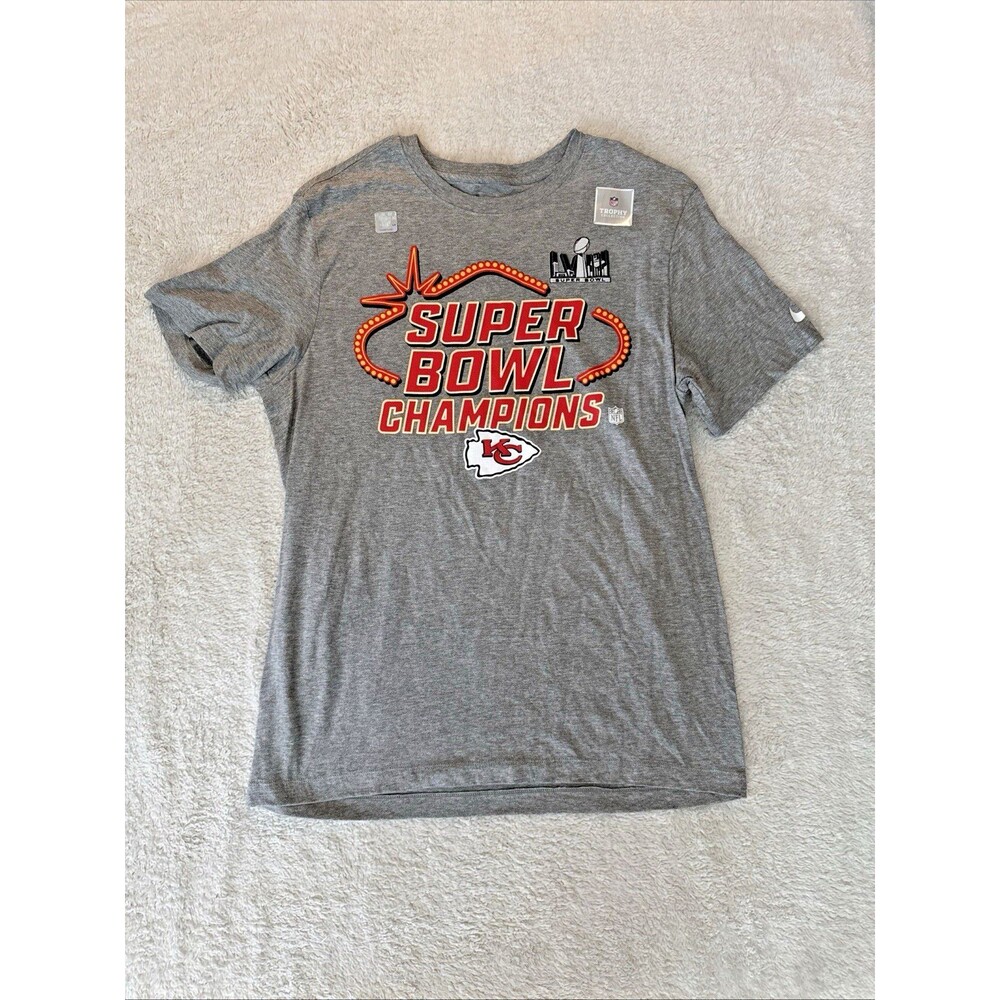The Nike Tee Shirt NFL Super Bowl Champions Size M Kansas City KC Gray NWT